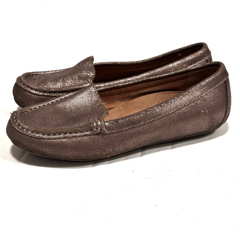 Vionic Debbie Metallic Bronze Leather Driving Loafers